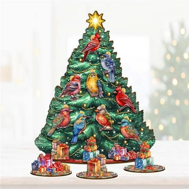 Designocracy 8091511 12.5 in. Christmas Birds Thematic Christmas Tree Tabletop Decor Set