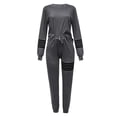 thumbnail image 5 of Hanerdun Women 2PCS Workout Set Female Striped Tracksuit Sweatsuit Dark Gray M, 5 of 6