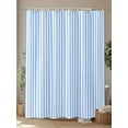 thumbnail image 4 of Fsddascl Blue White Stripe Shower Curtain Set - 72" x 78" Washable Bathtub Curtain with 12 Hooks, Modern Minimalist Geometric Striped Waterproof Fabric Stall Shower Curtains for Bathroom/Bathtub, 4 of 6