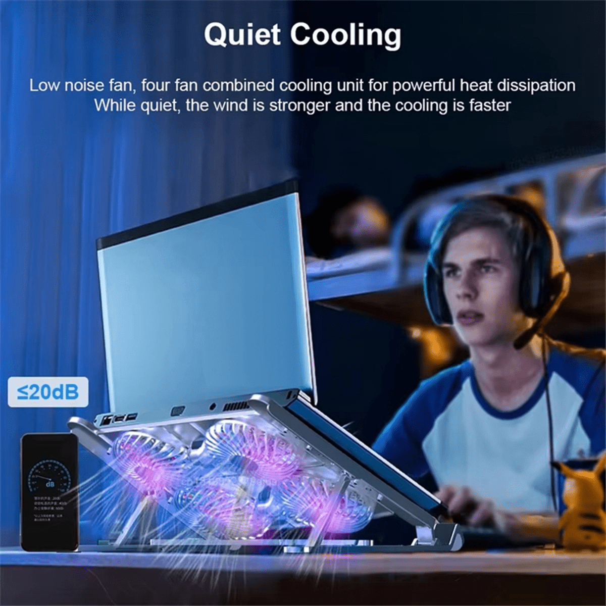 Adjustable Laptop Cooler Base Stand Cooling Fan Pad Folding Aluminum Notebook Support with Cooler Portable