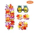 thumbnail image 2 of 5Pcs Tropical Floral Leis Set for Festival Parties, Colorful Flower Necklace Dress Up Props for Beach Events, Luau Decorations, Soft Fabric Garlands Multicolor, 2 of 8
