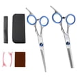thumbnail image 1 of JISTL Tijeras para cortar el cabello Tijeras texturizadoras para adelgazar el cabello Tijeras de peluquería con anillo de dedo desmontable para peluquero/hombres/mujeres/salón y hogar (azul), 1 of 5