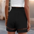 thumbnail image 4 of KIHOUT Women's High Waisted Drawstring Casual Shorts - Linen-Like Texture, Elastic Waistband, Cutout Hem Detail, Side Pockets for Summer Daily Wear, 4 of 8