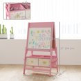 thumbnail image 3 of Qaba Chevalet Artistique pour Enfants, Chevalet pour Enfants 3-en-1 Double Face avec Rouleau de Papier - Rose, 3 of 10