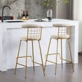 thumbnail image 5 of Shunda K Bar Stool Set of 2, Luxury Velvet High Bar Stool with Metal Legs and Soft Back, Pub Stool Chairs Armless Modern Kitchen High Dining Chairs with Metal Legs, 5 of 11