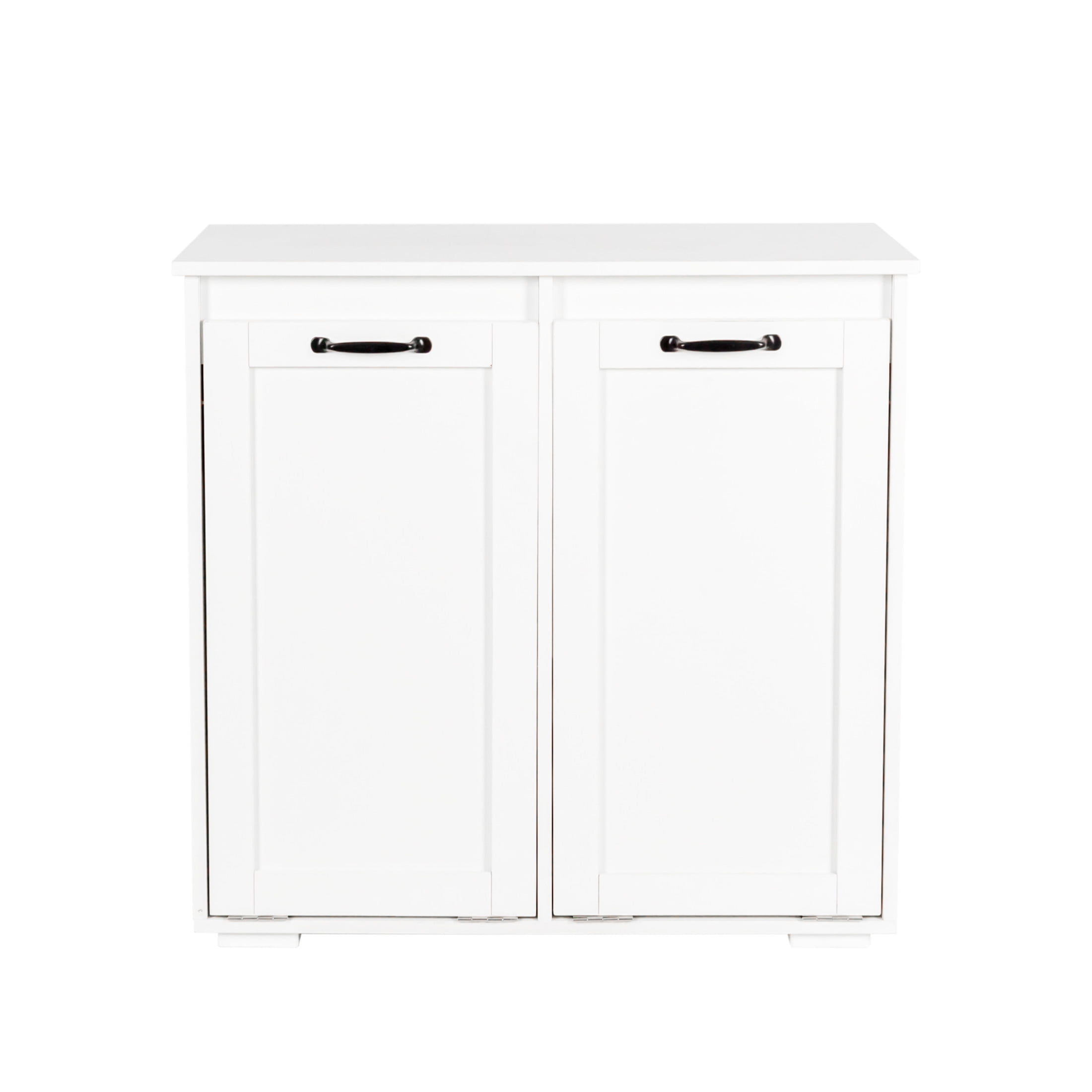 Noble House Merle 31.5" Laundry Cabinet, Removable Liner Bags, Tilt-Door Hamper, Wooden Bathroom Cabinet, White