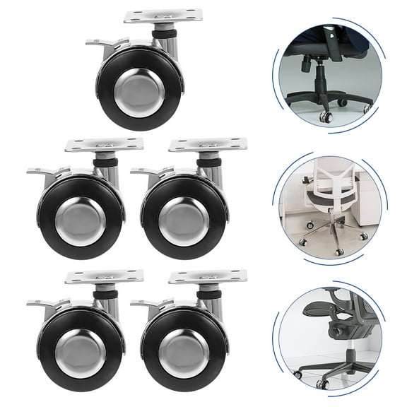 OUNONA 5 Pcs Heavy Duty Office Chair Casters Swivel Wheels Replacement for Computer Desk Black
