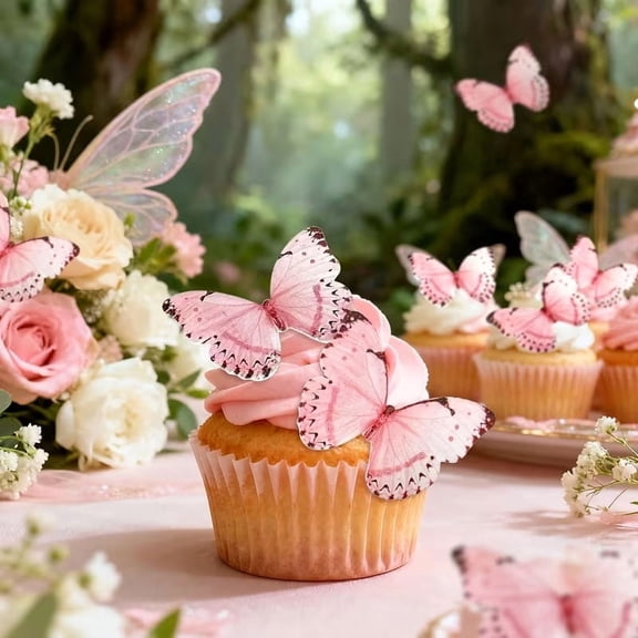 40-Pack Butterfly Cupcake Toppers for Birthday Party Decorations - Whimsical Dessert Picks for Baby Showers, Cake Decorating, and Special Celebrations