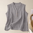thumbnail image 2 of Women's Tops Tees Blouses Button Decor Loose Cotton Linen Summer Sleeveless Shirts Tank Tops for Women, 2 of 8