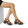 thumbnail image 4 of DREAM PAIRS Sandalias de Tacón Plataforma Grueso para Mujer Marrón Talla 8, 4 of 6