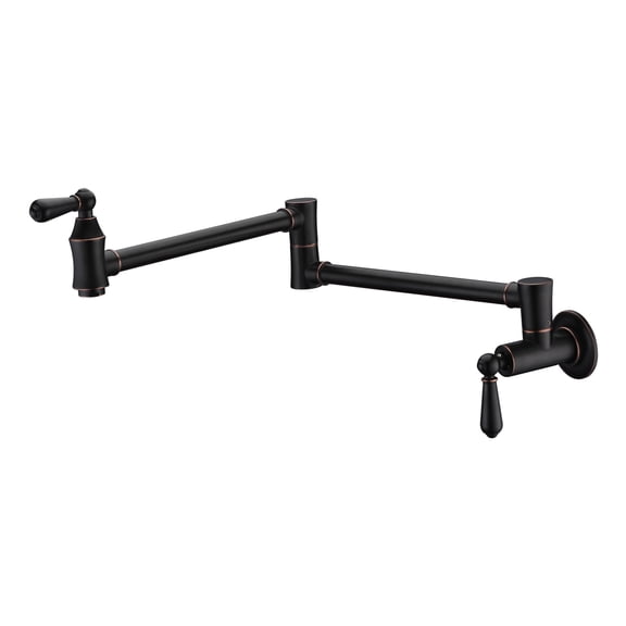 SUMERAIN Pot Filler Faucet Wall Mount Folding Kitchen Sink Faucet Oil Rubbed Bronze Traditional Pot Filler Over Stove with Double Joint Swing Arms