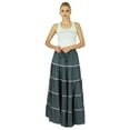 thumbnail image 2 of Bimba Womens Long Flaired Cotton Skirt Boho Maxi Bottoms Elastic Waist Clothing, 2 of 5