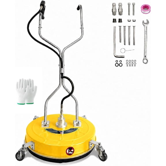 24-in up to 4900-PSI Rotating Surface Cleaner for Gas and Electric Pressure Washers with 4 Wheels Yellow