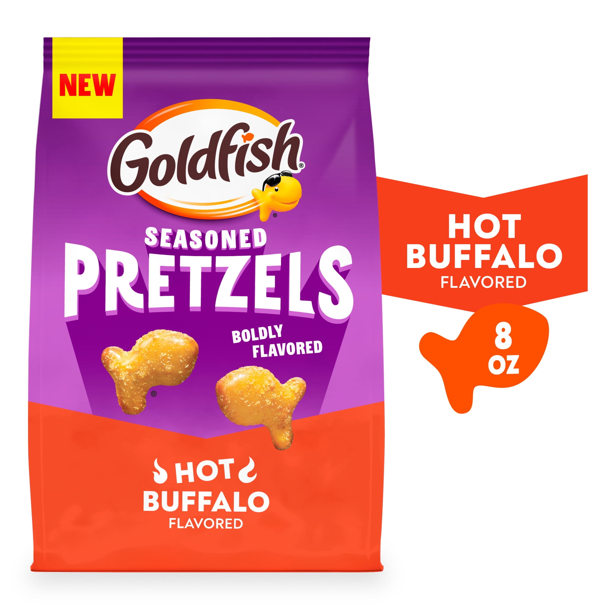 (4 pack) Goldfish Hot Buffalo Seasoned Pretzels, 8 Ounce Bag