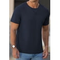 thumbnail image 3 of QDG Mens Waffle Shirt Crew Neck Short Sleeve Casual T-Shirt Navy Blue S, 3 of 10