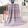 thumbnail image 4 of Purple Pioneer Flower Striped Pattern Blanket,Comfortable Soft Lamb Wool Throw Blanket,All Season,Warm Lightweight Blankets for Sofa Bed Couch Living Room Chair,50"x60", 4 of 4