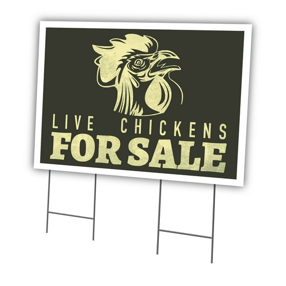 Live Chickens 24" X 36" Yard Sign & Stake | Advertise Your Business | Stake Included Double Sided Image | Made in The USA