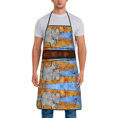 

Kitchen Aprons Elephant Apron For Cooking Painting Bbq Grilling Baking