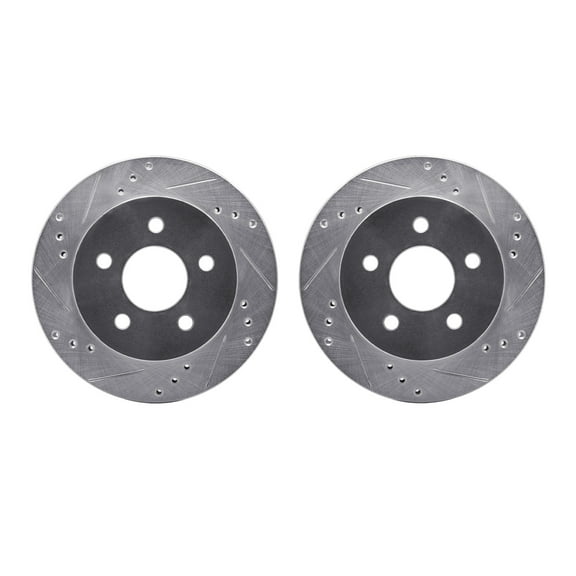 Dynamic Friction Company Rear Brake Rotors-Drilled and Slotted-Silver 7002-54246