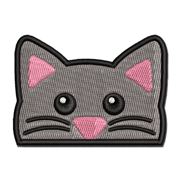 Peeking Cat Applique Multi-Color Embroidered Iron-On Patch - 2.5 Inch Small