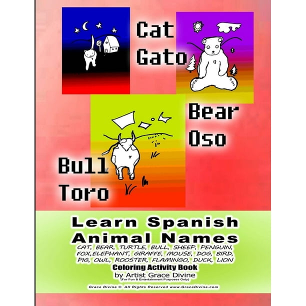 Learn Spanish Animal Names CAT, BEAR, TURTLE, BULL, SHEEP ...