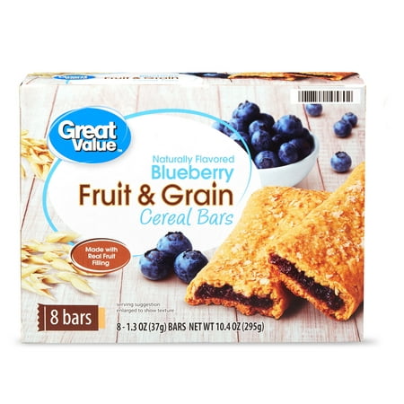 Great Value Fruit & Grain Cereal Bars Blueberry 8 Ct 1.3 Oz