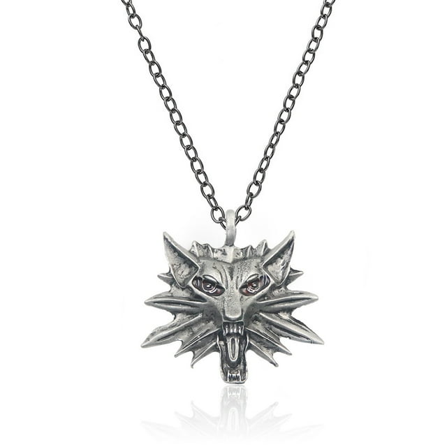 The Witcher 3 Wolf Head Necklace Metal Pendant Game Peripheral Geralt Wolf Head Logo Retro Accessory Pendant