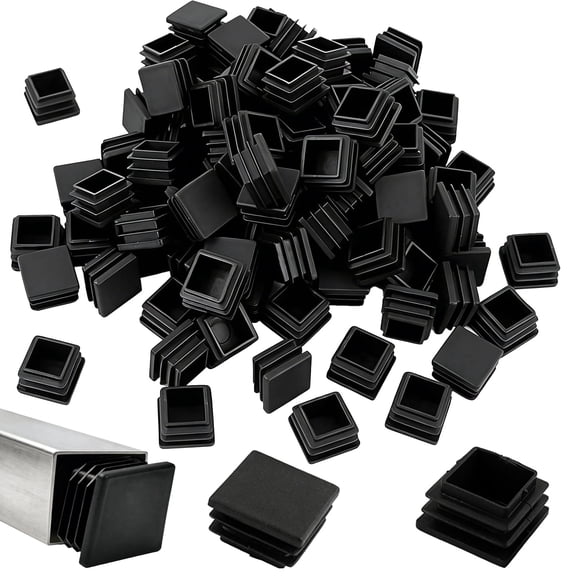 200 Pack 1" Square Plastic End Caps – Black Tubing Plugs, Furniture Leg Inserts, Chair Glides, Protective Caps for Metal Tubing, Fences & Fitness Equipment