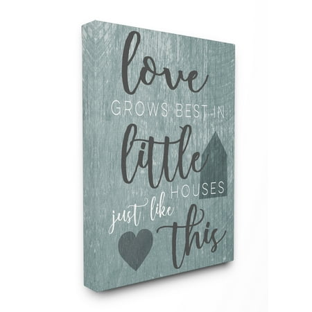 The Stupell Home Decor Collection Love Grows Best In Little Houses Grey Illustration Stretched Canvas Wall Art, 16 x 1.5 x