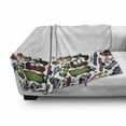 thumbnail image 3 of Cars Soft Flannel Fleece Throw Blanket, Group of Hand Drawn Toy Cars Clustered Colorful Pattern Children Friendly Design, Cozy Plush for Indoor and Outdoor Use, 50" x 60", Multicolor, by Ambesonne, 3 of 6