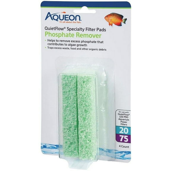 Aqueon Phosphate Remover for QuietFlow LED Pro Power Filter 20/75 [Aquarium, Filter Pads] 4 count
