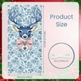 thumbnail image 2 of Blue Reindeer Door Cover Christmas Decoration, 36x71 Inch Winter Holiday Deer Banner with Pink Bow and Floral Background, Xmas Front Door Wall Decor for Home Party, 2 of 9