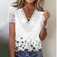 thumbnail image 1 of TaTaai Everyday Casual Floral Print V Neck Top, Women‘s Short Sleeve Pullover Blouse in Lightweight Loose Fit for Spring Season, Weekend & Relaxed Outings Gift, 1 of 5