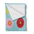 thumbnail image 2 of Gerber Daisy Soft Flannel Fleece Throw Blanket, Blooms of Various Vibrant Petals Flower Pattern, Cozy Plush for Indoor and Outdoor Use, 50" x 70", Pale Blue Multicolor, by Ambesonne, 2 of 5