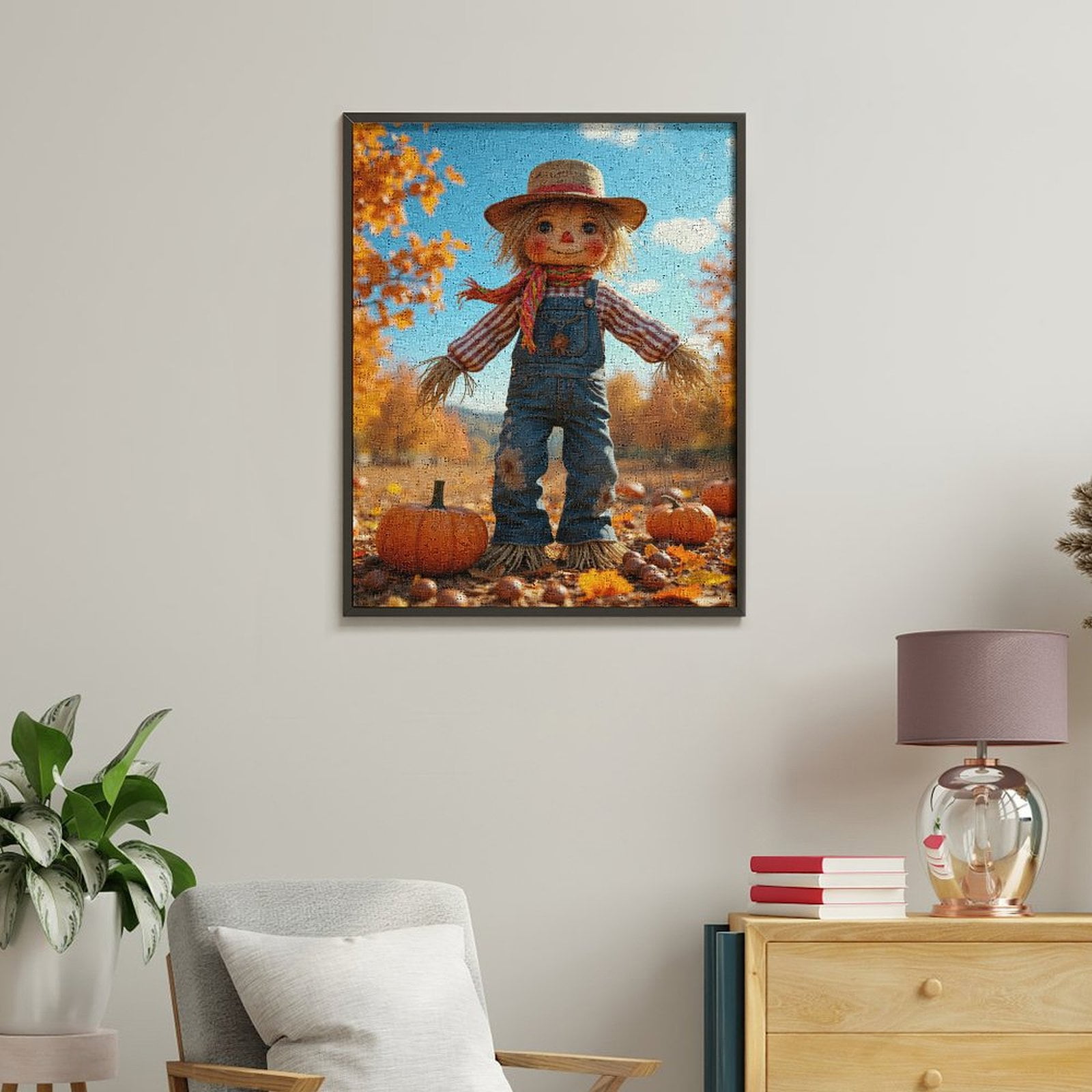 Paint by Numbers Kit for Adults, Autumn Scarecrow In Pumpkin Patch Paint by Numbers, Easy Paint by Numbers Kit for Adults Beginner, DIY Adult Paint by Number Kits on Canvas, Home Decor
