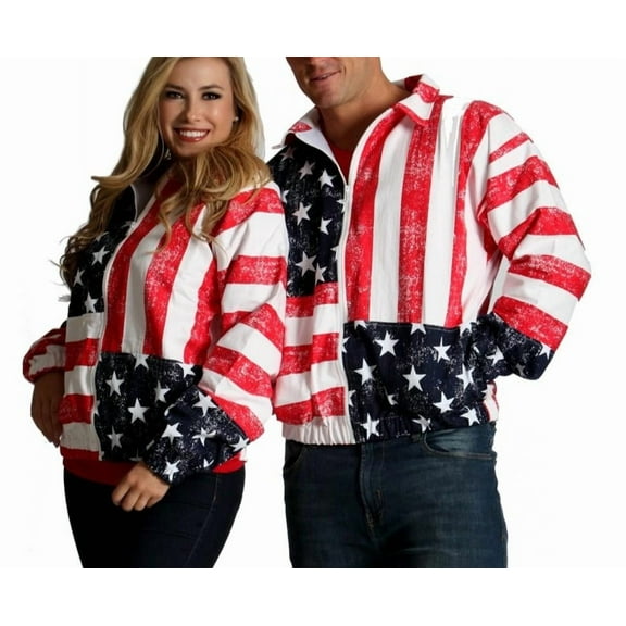 American Flag Print Unisex Zip-Up Jacket - 175709