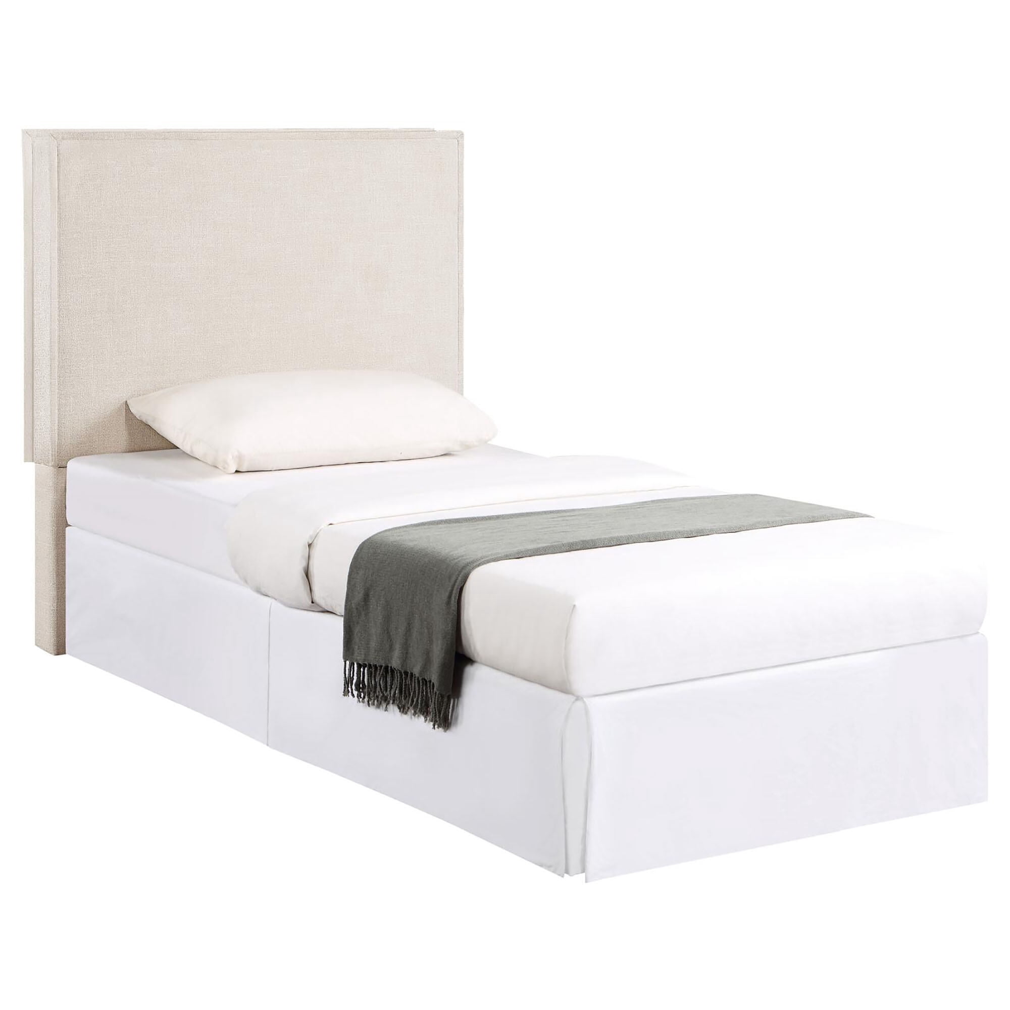 Sand Upholstered Headboard - 44" Twin Size Headboard with Flange Detail, Pine Frame
