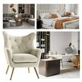 thumbnail image 5 of Velvet Armchair Wingback Home Lounge Single Sofa Upholstered Tufted Accent Chair Golden Leg Living Room Adult Tan, 5 of 7
