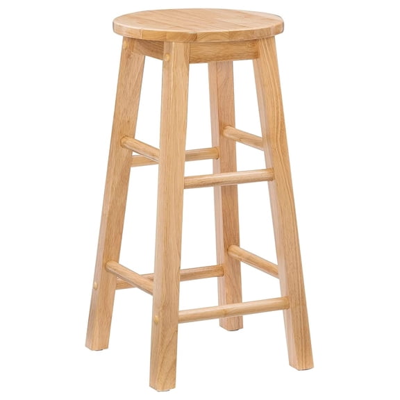 SONGMY Natural Barstool with Round Seat, 24-Inch