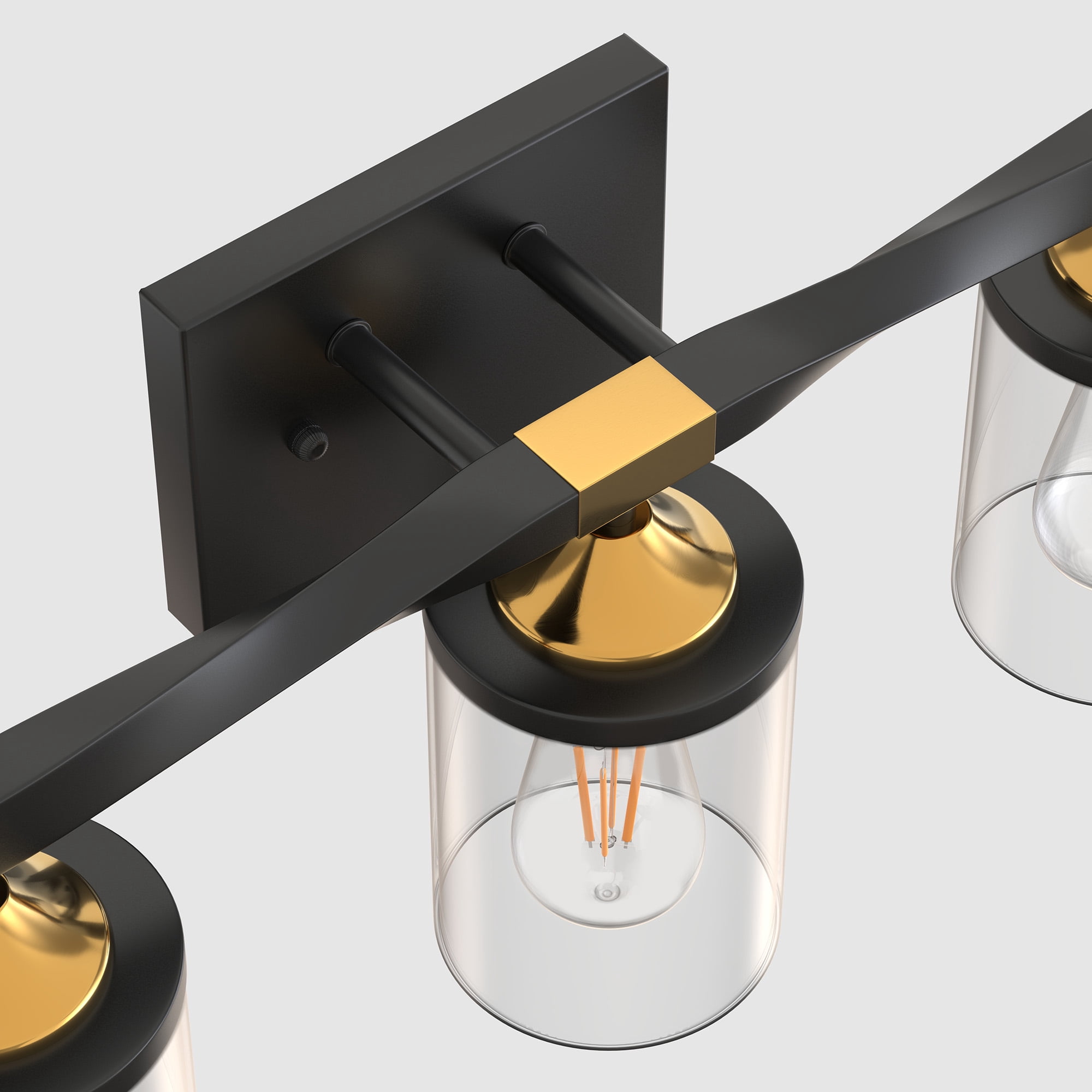 YANSUN 19.7 in 3-Light Black and Gold Bathroom Vanity Light Fixtures Over Mirror, Ideal for Bathroom, Hallway, Bedroom, Powder Room