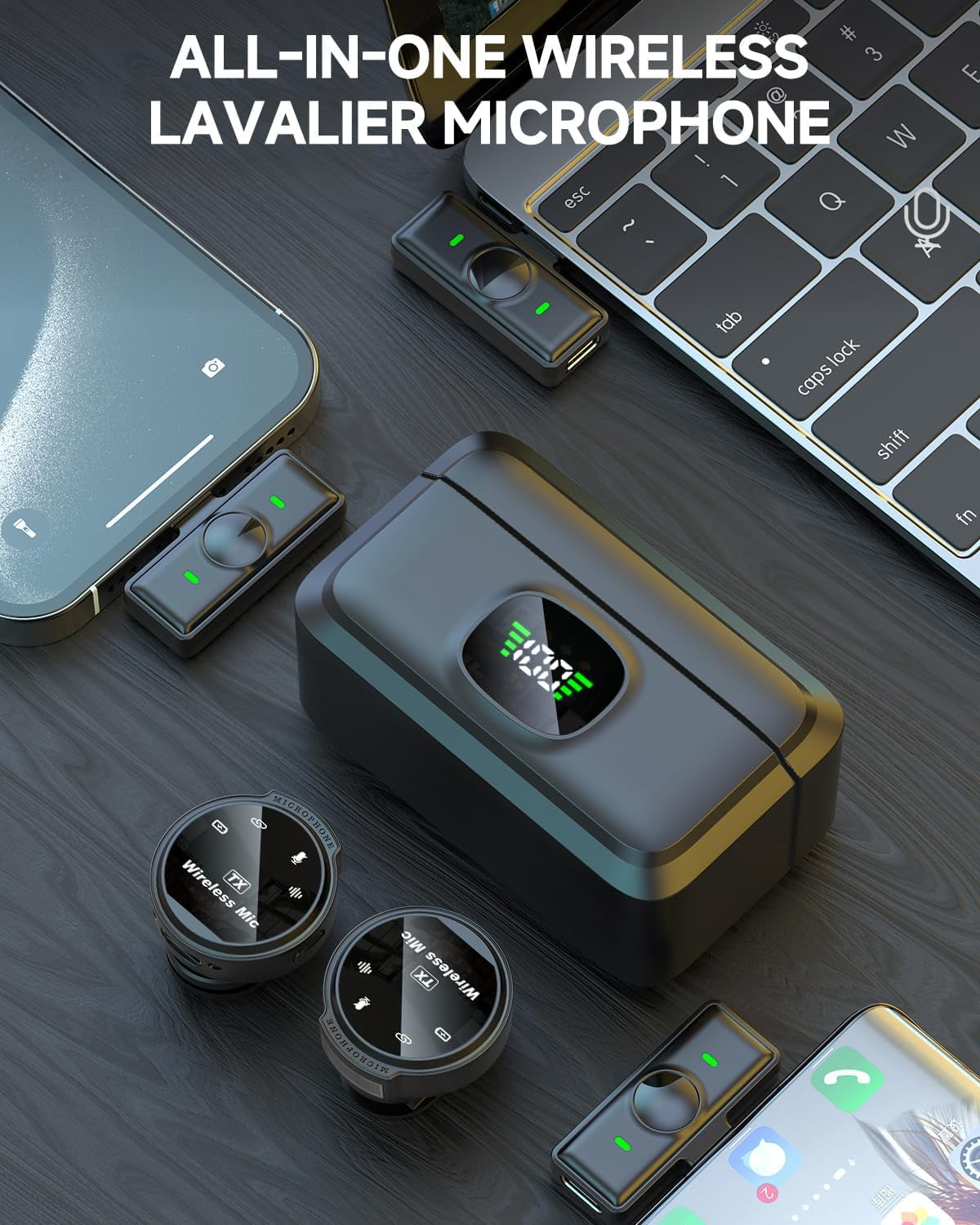 2 Pack Wireless Lavalier Microphone for iPhone 16, Android,iPhone, ipad with Adapter Included, Noise Cancellation Mini Lapel Mic for YouTube, Recording, Vlog, Facebook Live Streaming Pink