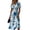 Blue, variant on Floral Print Midi Dress for Women - V-Neck Short Sleeve High Waist A-Line Casual Summer Dress, Flowy Beach Vacation Party Gown with Cinched Waist Pink XL
