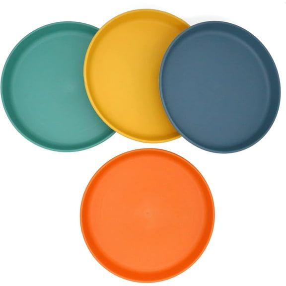 4Pcs Plastic Plates Reusable 6 Inch Unbreakable Deep Dessert Dinner Plates BPA free and Eco-Friendly Dishwasher and Microwave Safe Round Dinnerware Plates