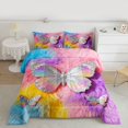 thumbnail image 2 of Homewish Colorful Butterfly Bedding Comforter Set,Multicolor Glitter Print Twin Comforter Sets,Pink Purple Blue Bedding Set For Girls,Microfiber Bedroom Decor Reversible,2 Pieces, 2 of 8