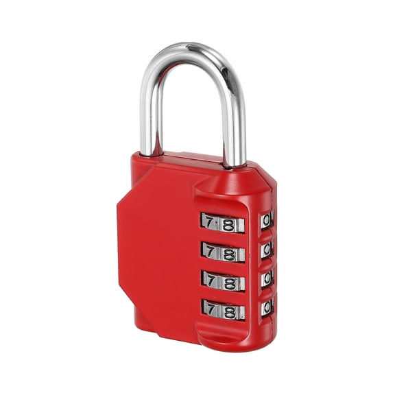 Uxcell 3" Long 4 Digit Combination Padlock, Waterproof Zinc Alloy Resettable Combination Lock, Red