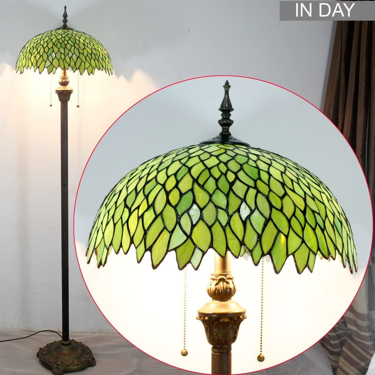 Tiffany Floor Lamp Glam Art Bright Standing Reading Light 64