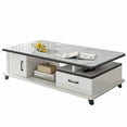 thumbnail image 3 of EDB010 Artisan Table Basse Texture Marbre Exquise-Blanc (140 cm), 3 of 3