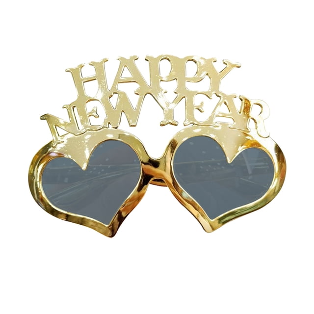 KAKOWELY Gafas de fiesta de Año Nuevo con forma de diamante, gafas de FELIZ AÑO NUEVO, artículos divertidos para fiestas, gafas novedosas para la fiesta de Nochevieja (doradas)