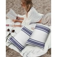 thumbnail image 3 of Pack of 2 Outdoor Pillow Covers, Colorful Stripes Navy Blue Wood Texture White Waterproof Square Throw Pillowcase Cushion Decorative Pillow Covers for Couch Patio Tent, 20x12 in, 3 of 6