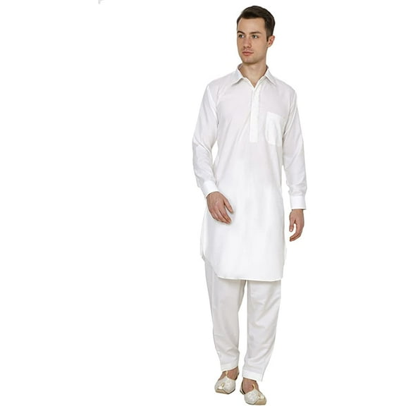 Royal Kurta Mens Cotton Blend Pathani Set